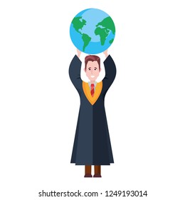 graduate man holding school globe