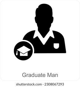 Graduate Man and man icon concept