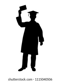 Graduate man silhouette vector Education concept.