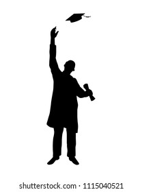 Graduate man silhouette vector Education concept.