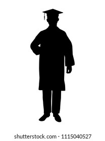 Graduate man silhouette vector Education concept.