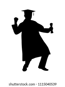 Graduate Man Silhouette Vector Education Concept Stock Vector (Royalty ...