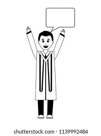 graduate man with speech bubble
