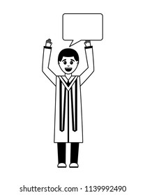 graduate man with speech bubble