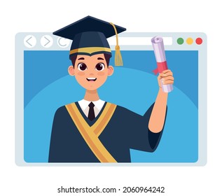 graduate man in webpage template