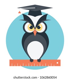 
Graduate mascot, wisdom knowledge flat icon
