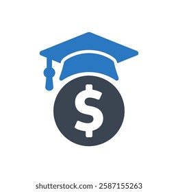 Graduate Money Icon On White Background