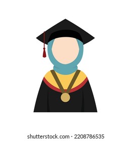 Graduate Muslim Woman in Hijab Stock Vector Illustration