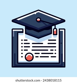 Graduate objects cap and book diploma scroll isolated vector illustration