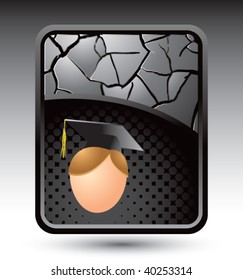 graduate on cracked silver background