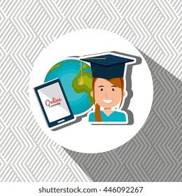 graduate online education isolated icon design, vector illustration  graphic 
