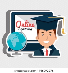 graduate online education isolated icon design, vector illustration  graphic 