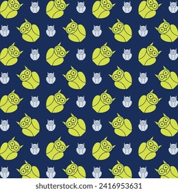 Graduate Owl repeating green trendy pattern colorful vector illustration background