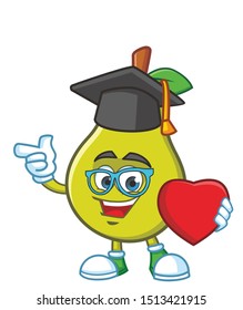 graduate pear mascot character vector design