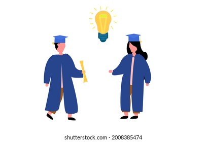 Graduate people concept, students characters celebrating graduation