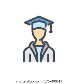Graduate Person color line icon. Student vector outline colorful sign.