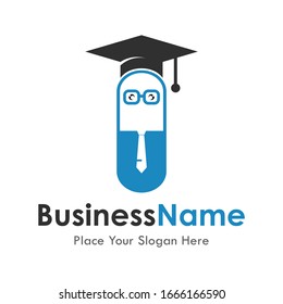 posgrado de la plantilla del logotipo vectorial de farmacia. Apto para farmacia, educación, web y negocios