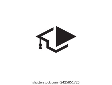 graduate and play logo design. online education symbol icon template