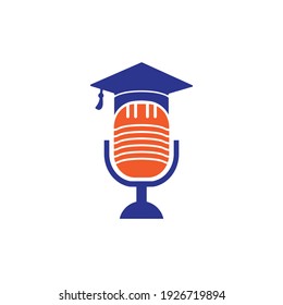 Graduate podcast logo icon symbol design. Education podcast logo concept.