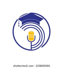 Graduate podcast logo icon symbol design. Education podcast logo concept.