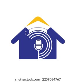 Graduate podcast logo icon symbol design. Education podcast logo concept.