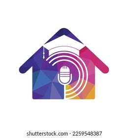 Graduate podcast logo icon symbol design. Education podcast logo concept.