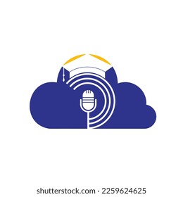Graduate podcast logo icon symbol design. Education podcast logo concept.