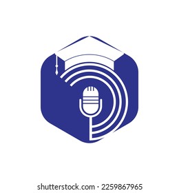 Graduate podcast logo icon symbol design. Education podcast logo concept.