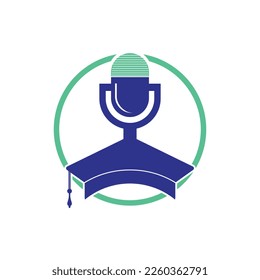 Graduate podcast logo icon symbol design. Education podcast logo concept.