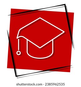 graduate red banner in frame. Vector illustration.