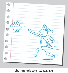 Graduate running for diploma