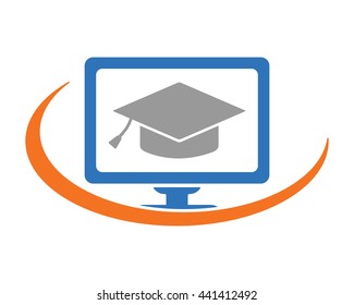 graduate scholarship education technology monitor computer laptop gadget technology image vector icon