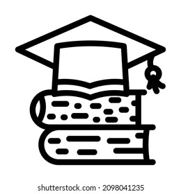 vector de icono de línea de escuela de graduación. cartel de la escuela de posgrado. símbolo de contorno aislado ilustración negra