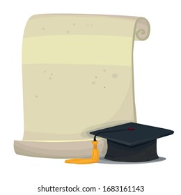 graduate scroll and hat vector illustration