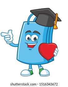 graduate shopping bag cartoon character a mascot design