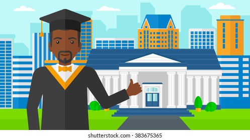Graduate showing thumb up sign.