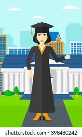 Graduate showing thumb up sign.