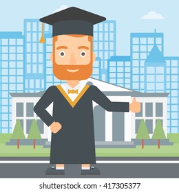 Graduate showing thumb up sign.