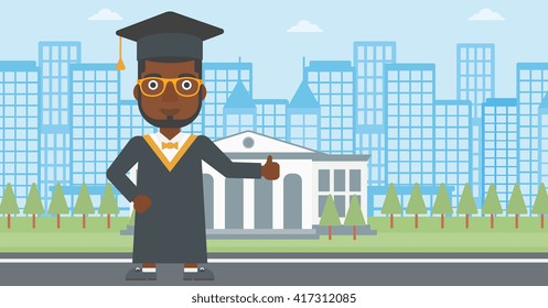 Graduate showing thumb up sign.