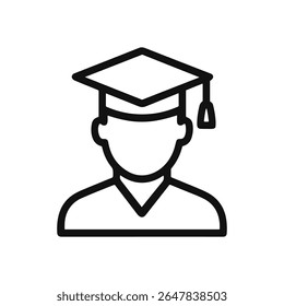 Graduate silhouette icon with mortarboard cap. Icon symbol illustration