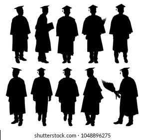 Graduate silhouette vector set