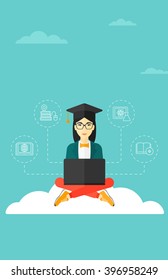Graduate sitting on cloud.