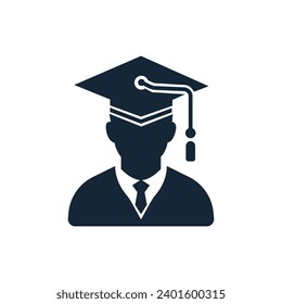 Graduate student avatar. Graduation cap and gown. Vector illustration