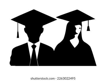 Graduate student in black illustration