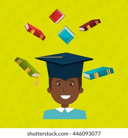 graduate student with books  isolated icon design, vector illustration  graphic 