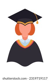 Graduate Student cartoon avatar on white background elements. Graduating Student Illustration.  Vector people illustration.