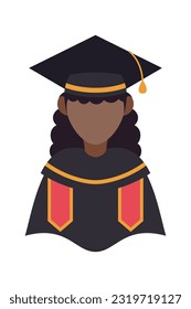 Graduate Student cartoon avatar on white background elements. Graduating Student Illustration.  Vector people illustration.