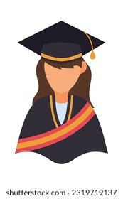 Graduate Student cartoon avatar on white background elements. Graduating Student Illustration.  Vector people illustration.