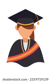 Graduate Student cartoon avatar on white background elements. Graduating Student Illustration.  Vector people illustration.