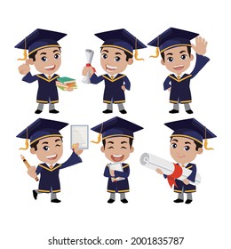 Graduate student characters with different poses